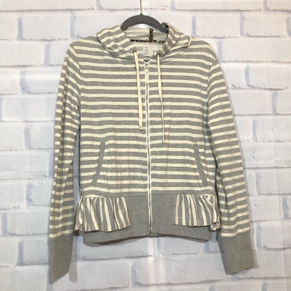 Anthro Saturday Sunday Gray Striped Hoodie